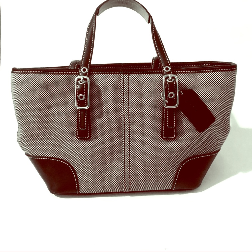 Coach Herringbone Small Handbag with Change purse